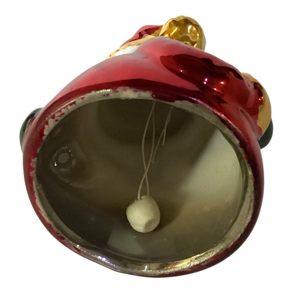 Vintage Santa Claus Hand Bell Ceramic Shiny Painted 5.75" Christmas Holiday Deco - Picture 2 of 7